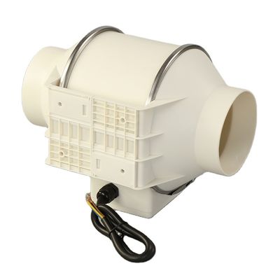 Ventilador centrífugo de cuchilla de plástico de 125 mm de bajo ruido Hidroponía Ventilador de conducto de flujo mixto eléctrico