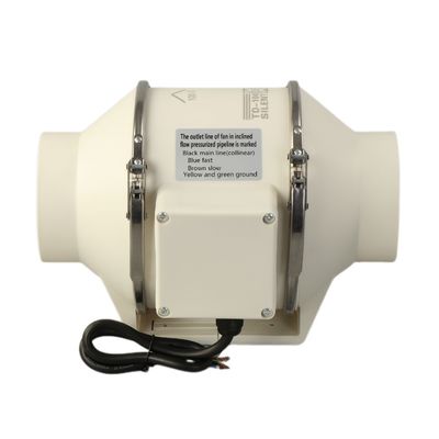 Ventilador centrífugo de cuchilla de plástico de 125 mm de bajo ruido Hidroponía Ventilador de conducto de flujo mixto eléctrico