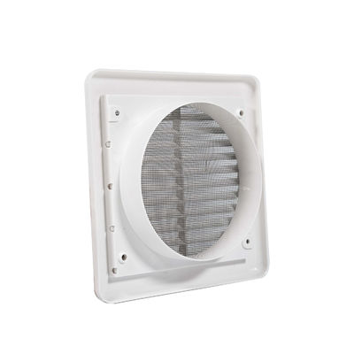 Grill de plástico de 100 mm cuadrados con ventilador de extracción de conductos de PP blanco con redes de insectos